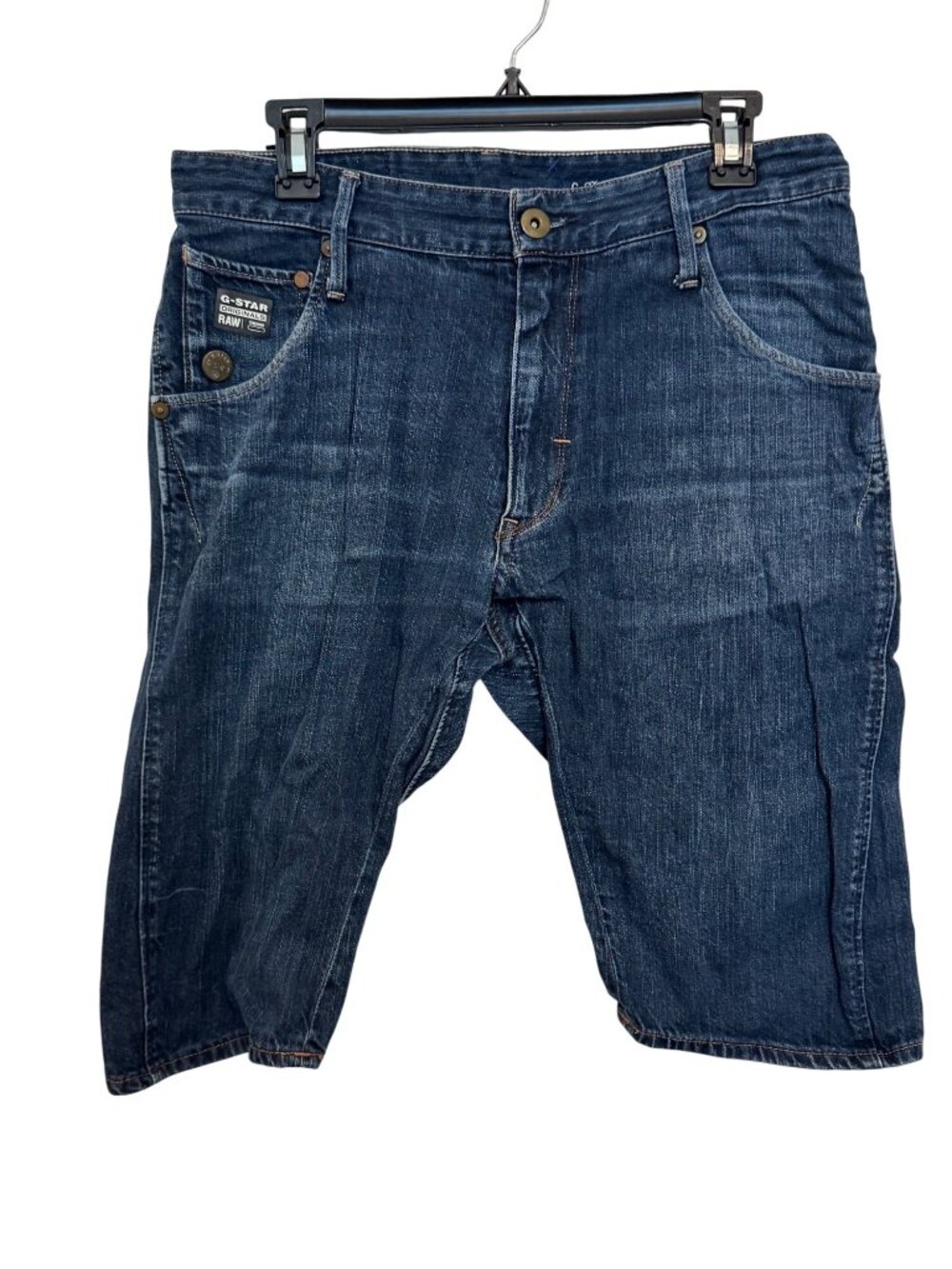 G-Star Raw Denim Mens Distressed Blue Jean Shorts Size 32 Relaxed Fit